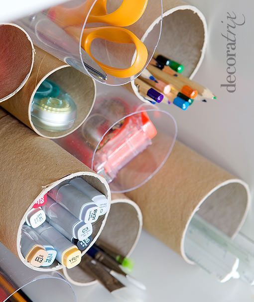 para organizar el material de escritorio reciclarlos