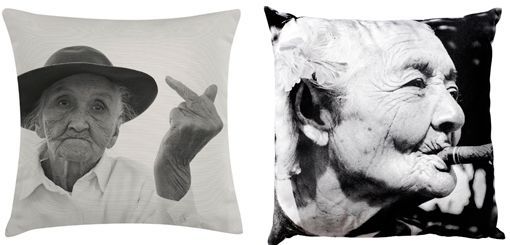 Los nuevos diseños de cojines con imagen de anciana Los nuevos diseños de cojines con imagen de anciana