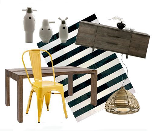 piezas del comedor con mesa de madera y sillas amarillas piezas del comedor con mesa de madera y sillas amarillas