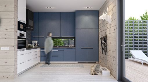 Salón, comedor y cocina integrados en un espacio de doble altura Salón, comedor y cocina integrados en un espacio de doble altura