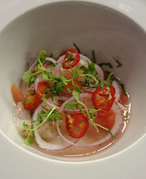 Sergi Arola, ceviche de rape y gambita blanca Sergi Arola, ceviche de rape y gambita blanca