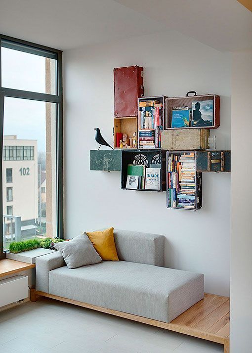 Ladrillo visto en interiores: rincón de lectura Ladrillo visto en interiores: rincón de lectura