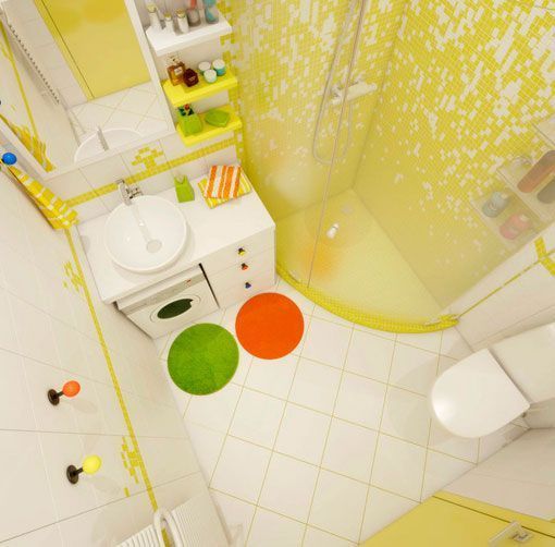 Cuarto de baño decorado en amarillo  Cuarto de baño decorado en amarillo