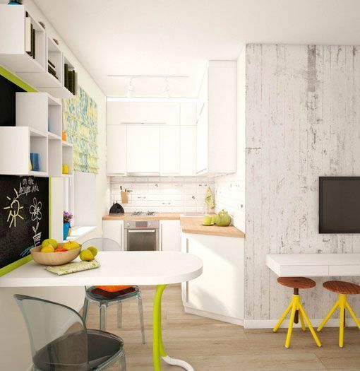 Mini apartamento con cocina en L  Mini apartamento con cocina en L
