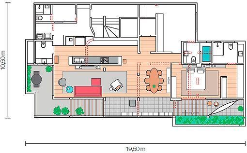 Plano de un apartamento reformado de 190 m2 Plano de un apartamento reformado de 190 m2