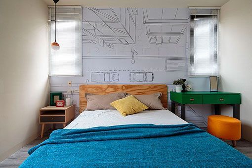 Apartamento juvenil y moderno: dormitorio Apartamento juvenil y moderno: dormitorio