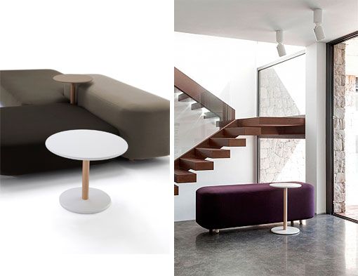 Sofás modulares y mesa auxiliar, de Viccarbe Sofás modulares y mesa auxiliar, de Viccarbe