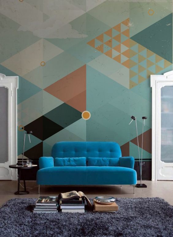 Mural de pared con estampados geométricos