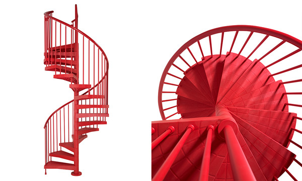 Escalera de caracol roja para interior y exterior de Fontanot