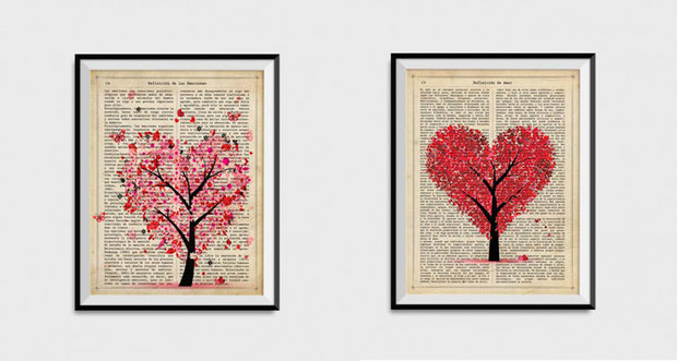 Láminas ilustradas de árboles de corazones, de Nacnic