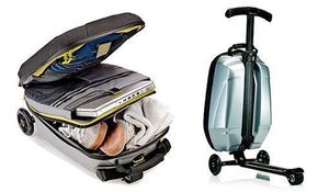 Maleta con patinete en color plateado