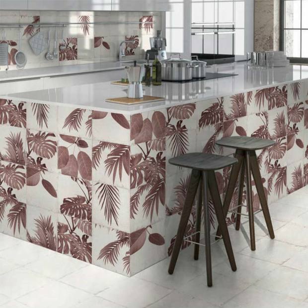 Azulejos hidráulicos en la isla de trabajo Azulejos hidráulicos en la isla de trabajo