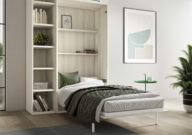 Cama plegable con estantería