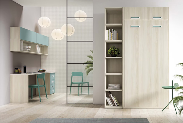 Cama plegable con estantería
