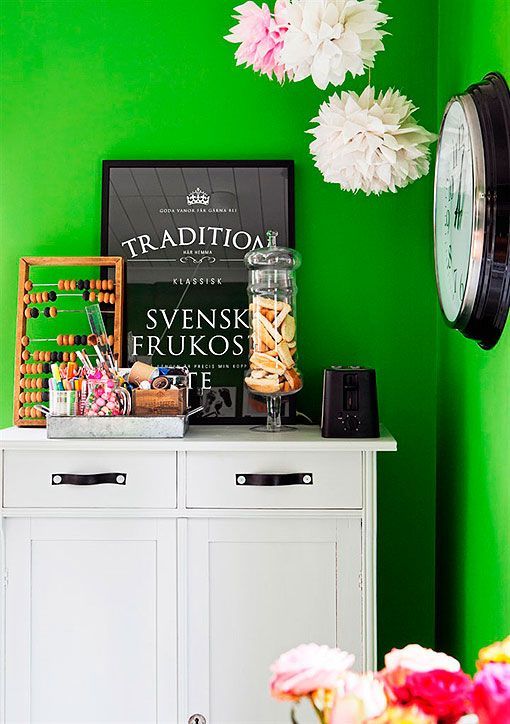 Paredes pintadas en color verde