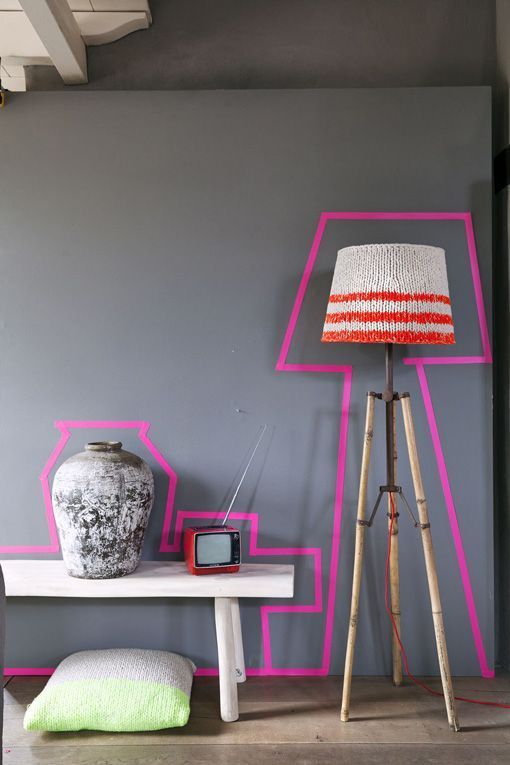 ideas decorativas fáciles: pintar la silueta de los muebles en la pared