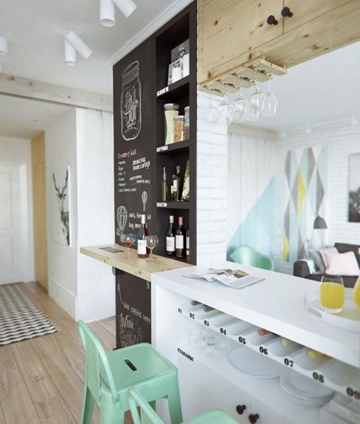 apartamento de 45 metros cuadrados, barra de desayunos