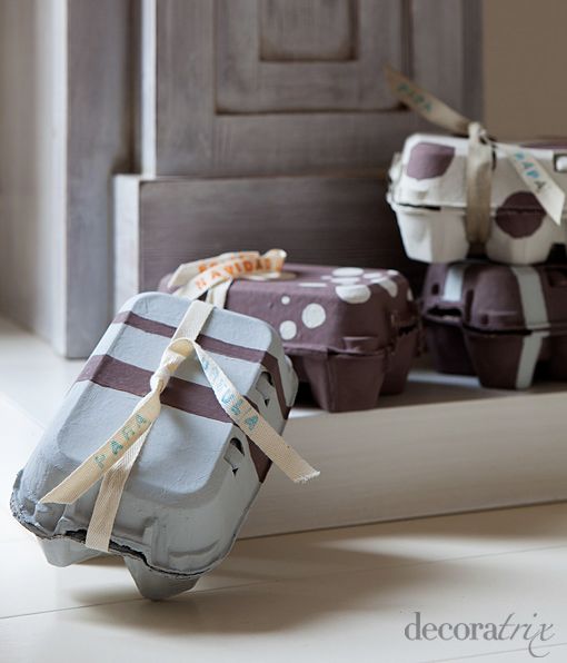 Decoratrix cumple 5 años: paquetes de regalos con hueveras