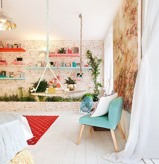 Dormitorio femenino en tonos pastel