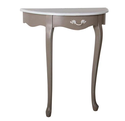 de mesa vieja a consola vintage en gris con tapa blanca