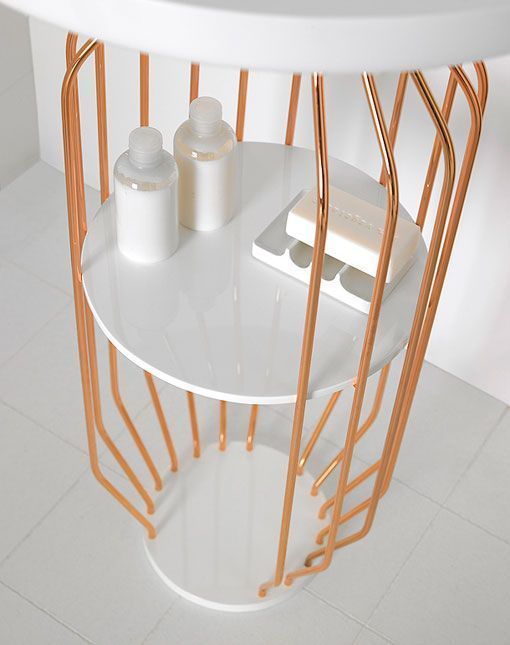 Bowl, lavabo con pedestal dorado