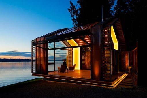 Reformar el garaje para convertirlo en zona de estar: vista de noche