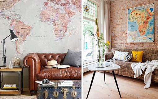Cómo decorar tu casa: mapas o artículos de viaje