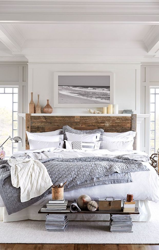 Dormitorio en gris y blanco