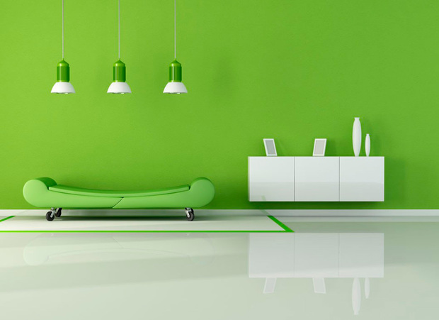 Ambiente moderno en tono verde