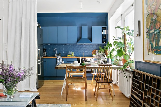 Cocina decorada en azul 