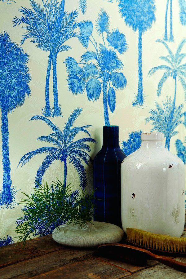Papeles pintados decorativos tropical con palmeras azules, de Gaulan