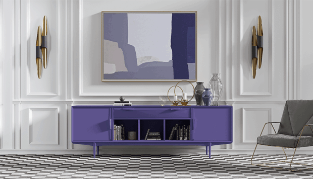Mueble danés en ultra violet, color Pantone 2018