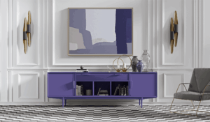 Mueble danés en ultra violet, color Pantone 2018