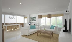 Salón, comedor y cocina proyectado por el Reformador