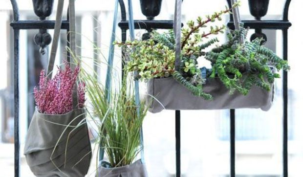 Bolsos de algodón ecológico a modo de maceteros