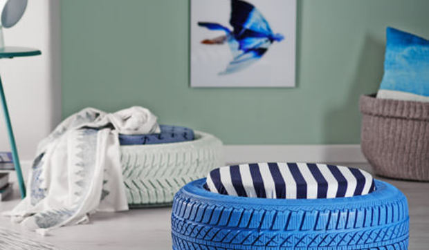 Cómo hacer un puf con un neumático de coche