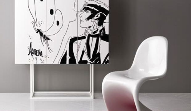 Muebles decorados con las viñetas de Corto Maltés